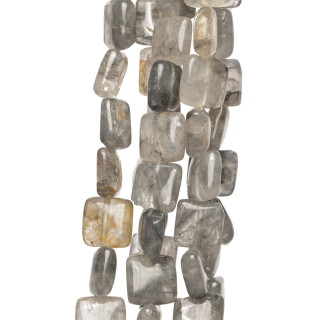 Grauer Quarz, quadratisch, flach, 10 mm, rau