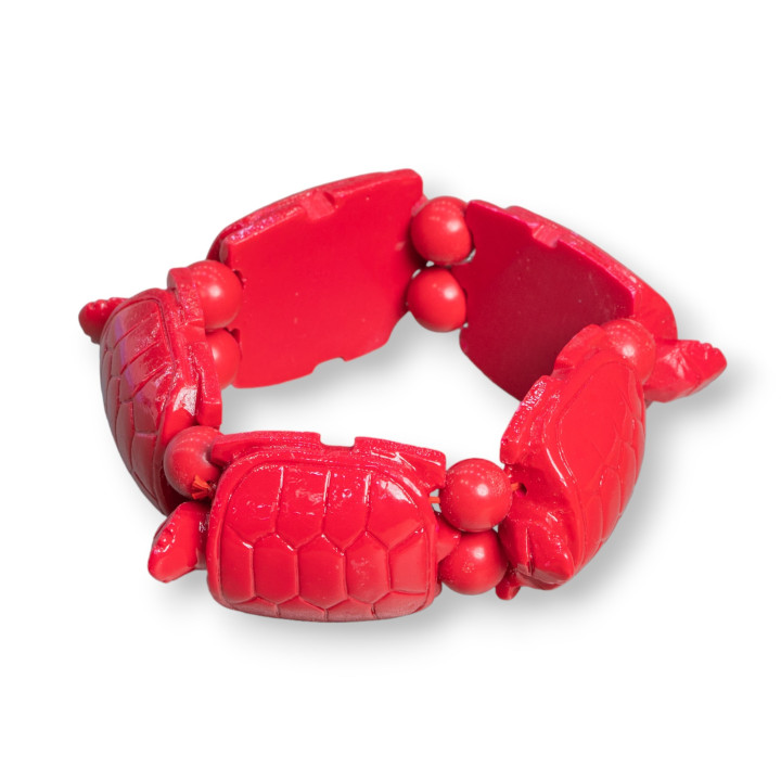 Armband mit großem Schildkröten-Edelstein, 30 x 42 mm, rotes Harz