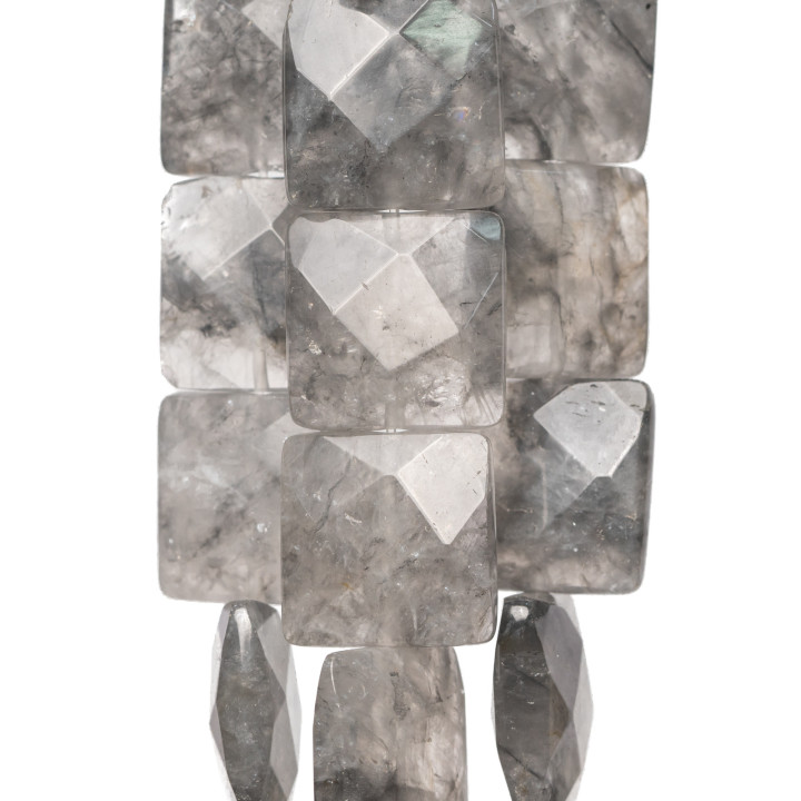 Quartz Gris Carré Facette Plat 20mm
