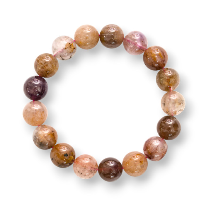 Brazalete Redondo Fantasía Cuarzo Rutilado 12mm