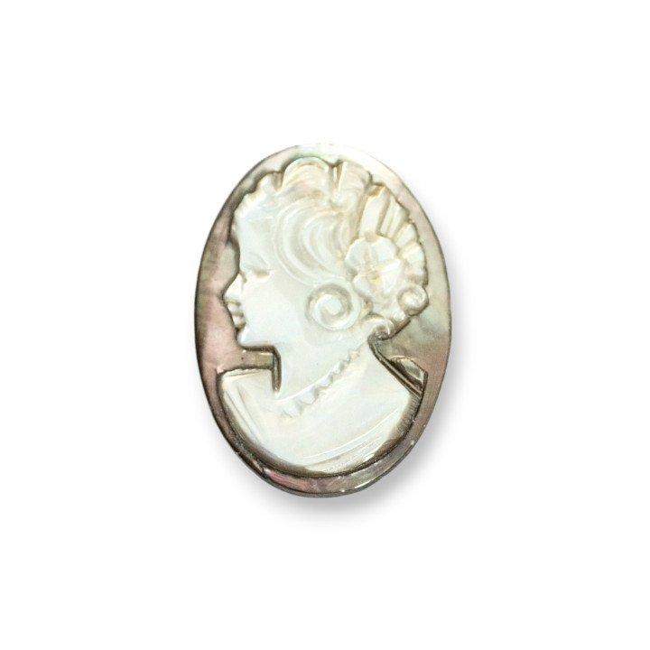 Oval Black Mother of Pearl Cameos 18x25mm 6τμχ
