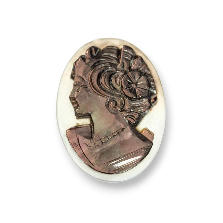 Oval Black Mother of Pearl Cameos 22x30mm 4pcs White + Black