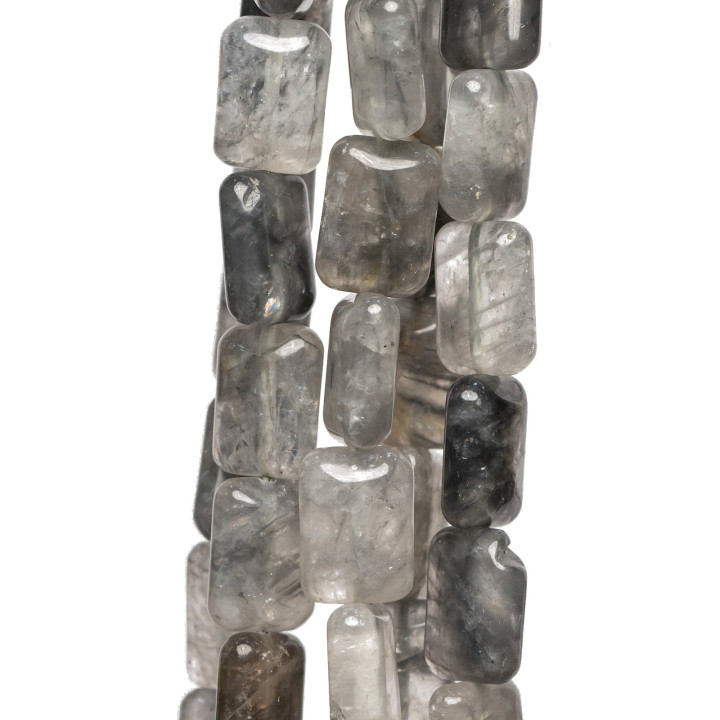 Flaches Rechteck aus grauem Quarz 10x14mm