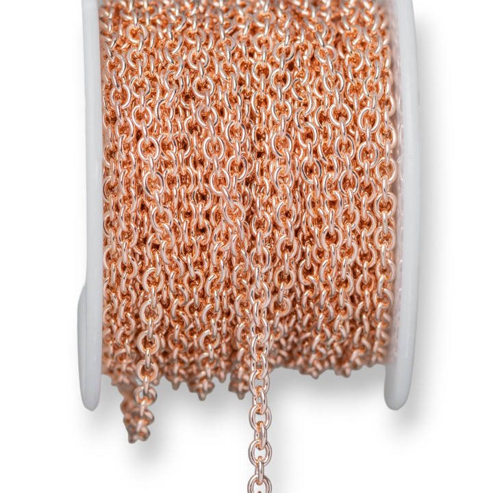 Smooth Forzatina Steel Chain 3.0x4.0mm Wire 0.8mm 10 Meters Rose Gold