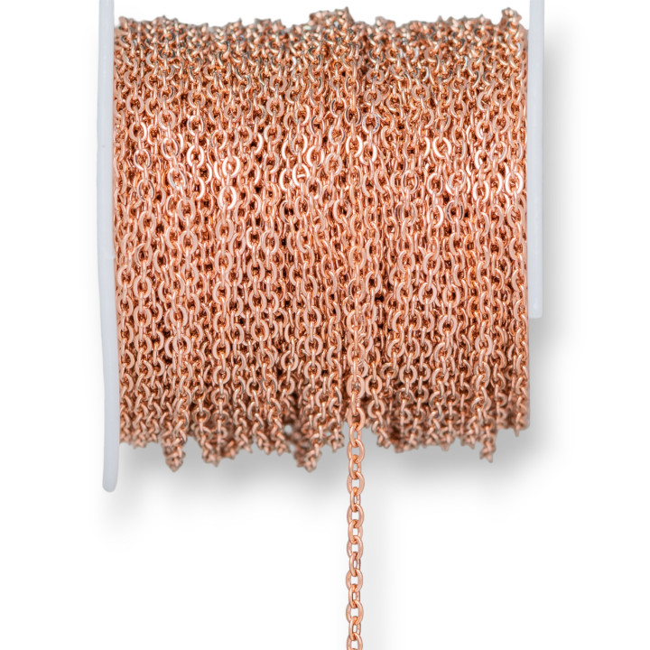 Crushed Steel Kette 1,6x1,8mm Draht 0,4mm 20 Meter Roségold