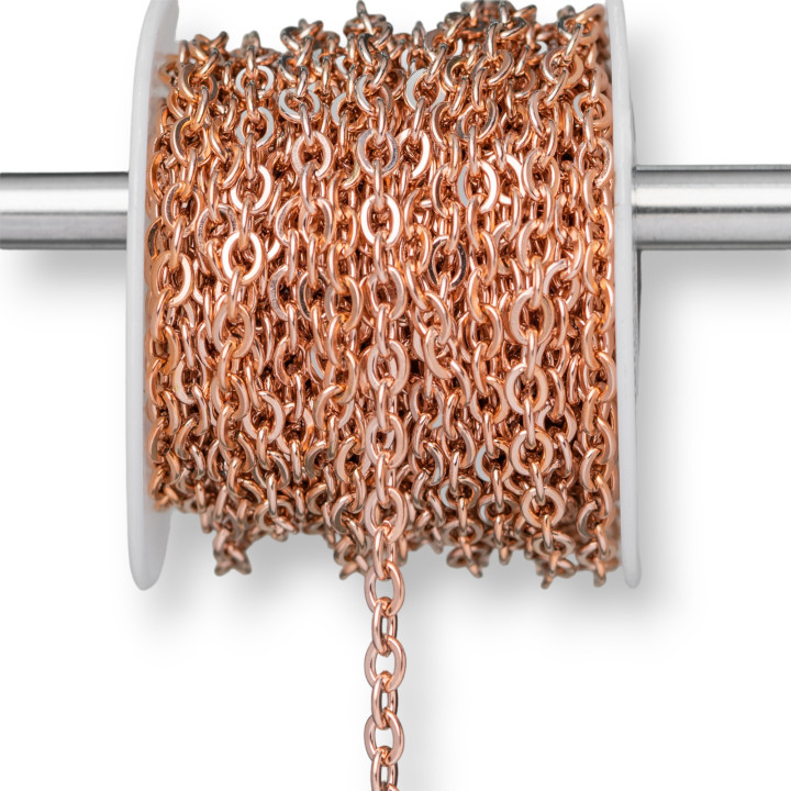 Kette aus zerkleinertem Stahl 4,0 x 5,0 mm, Draht 1,0 mm, 8 Meter, Roségold