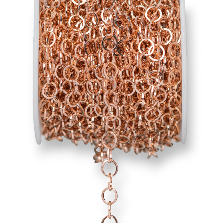 Forzatina Round Crushed Steel Chain 5.0mm Wire 0.6mm 10 Meters Rose Gold