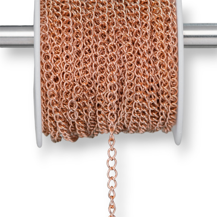 Extensor De Cadena Acero Groumette Liso 3,0x4,0mm Alambre 0,6mm 15 Metros Oro Rosa