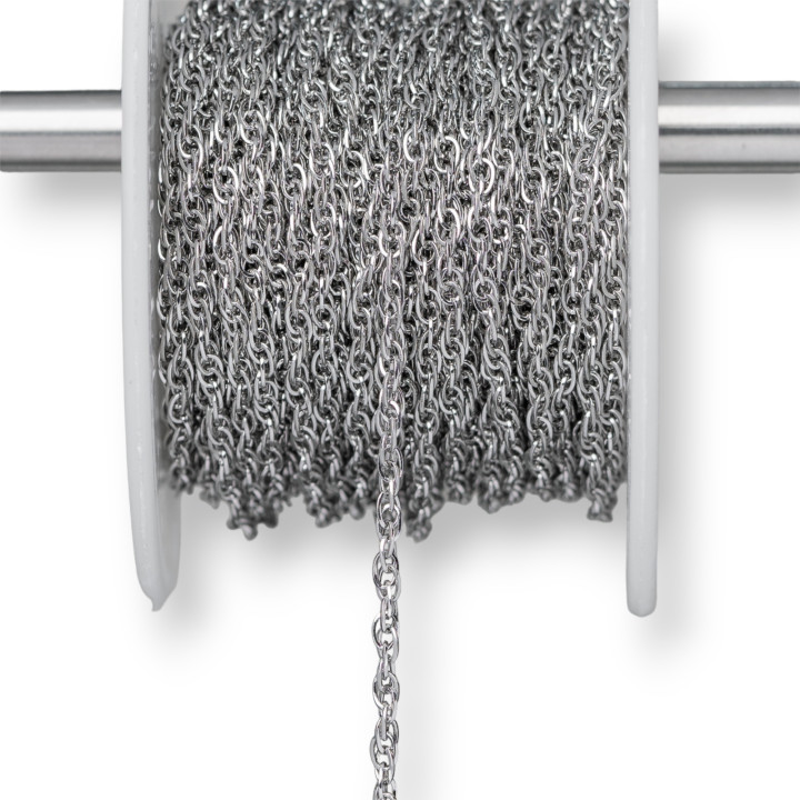 Oval Braided Square Crushed Steel Chain 3.0mm Wire 0.6mm 10m