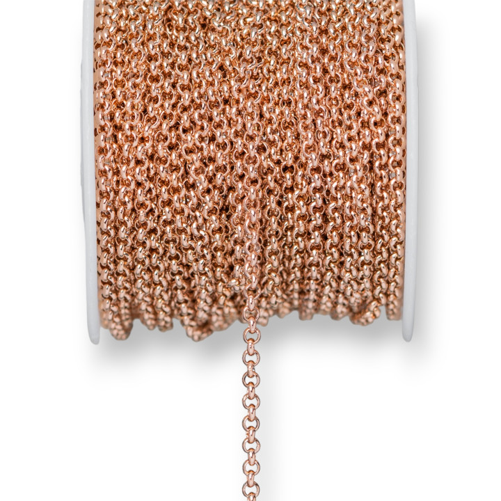 Cadena Rolo Acero Soldada Redonda 2.5mm 15 Metros Oro Rosa