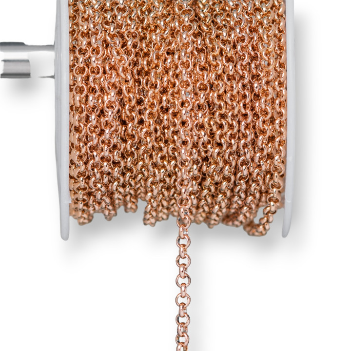 Stahlkette Rolo' rund verschweißt 3,0mm 10 Meter Rosegold