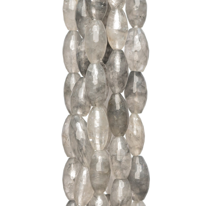 Faceted Rice Gray Quartz 06x12mm