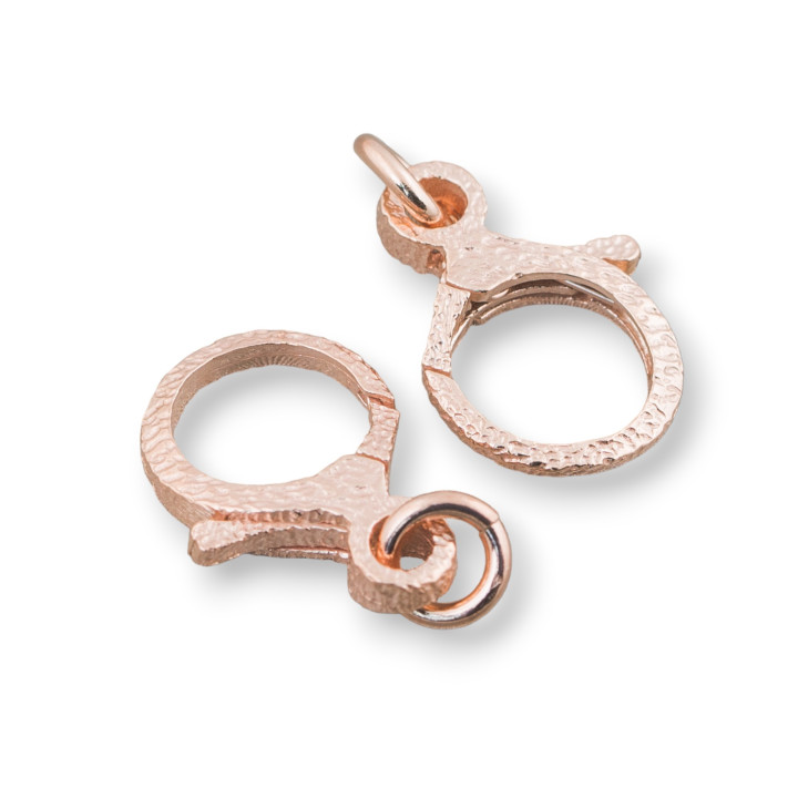 925 Ασημί Microcast Αστακό κούμπωμα 11x15mm 5τμχ Ροζ χρυσό