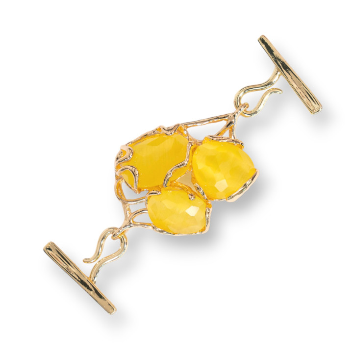 Multistrand Bronze Clasp With Cat's Eye 35x80mm Yellow