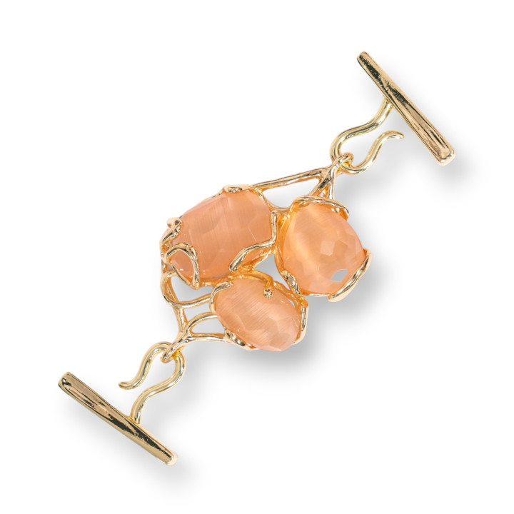 Multistrand Bronze Clasp With Cat's Eye 35x80mm Peach
