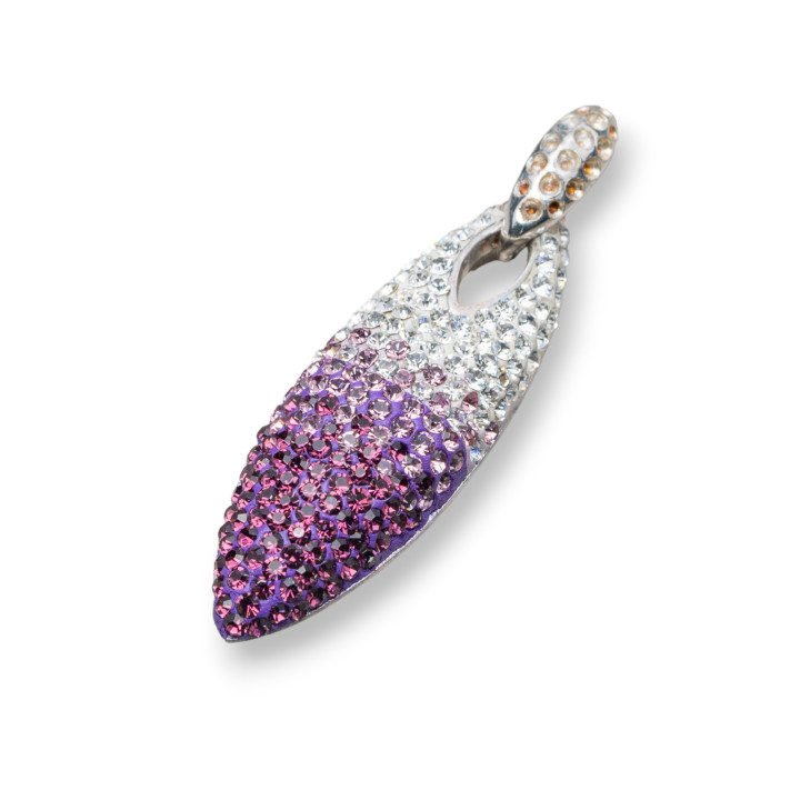 Pendentif Pendentif Argent 925 Avec Strass Pave '12x38mm Violet