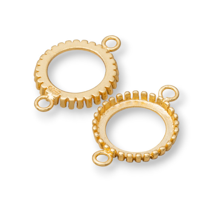 925 Argent Lunette Composant Connecteur Rond Externe 14mm Interne 12mm 6pcs Doré