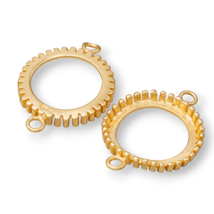 925 Silber Einfassungskomponente runder Verbinder Außen 16 mm Innen 14 mm 6 Stk. Golden