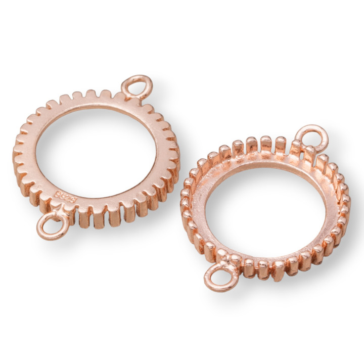 925 Silber Lünettenkomponente runder Verbinder Außen 16 mm Innen 14 mm 6 Stück Roségold