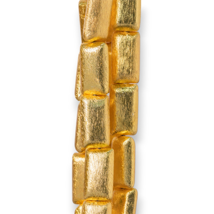 Bronze Bead Component Brushed Flat Rectangle 12x24mm Golden