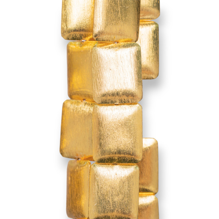 Bronze Bead Component Brushed Flat Rectangle 20x25mm Golden