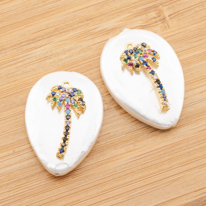 Συστατικό Teardrop Majorcan Pearls Intermediate με Πολύχρωμα Ζιργκόν Pavè Palma 18x25mm 6τμχ