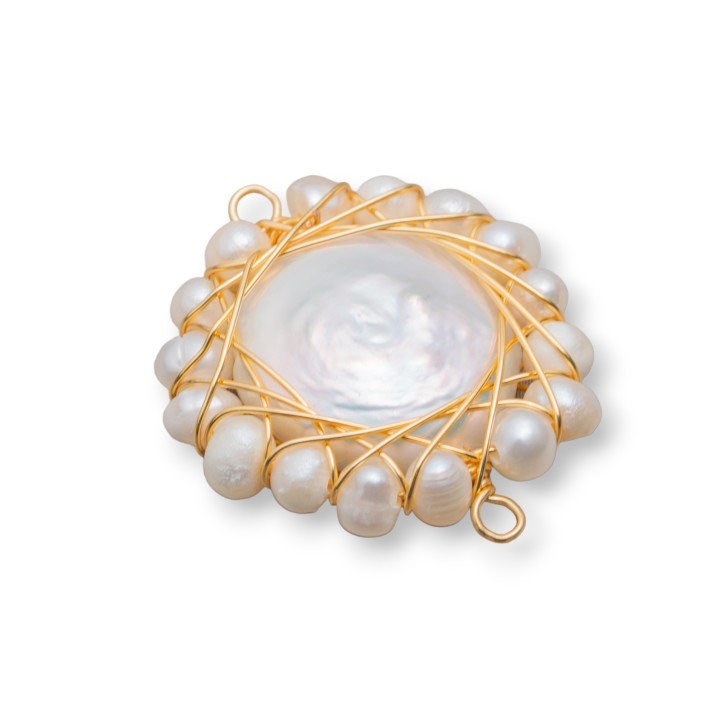 Composant de perles de rivière avec perles entrelacées 2pcs 22-24mm