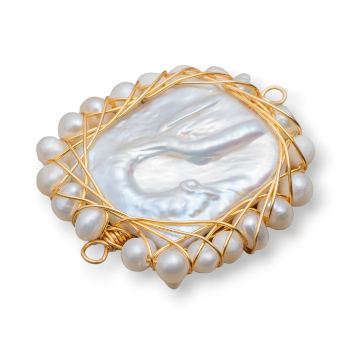 Composant de perles de rivière avec perles entrelacées 2pcs 24x30mm