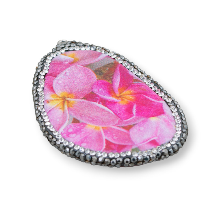 Plaque de composant d'agate avec marcassite Strass Taille variable 38-65mm 1pc MOD1