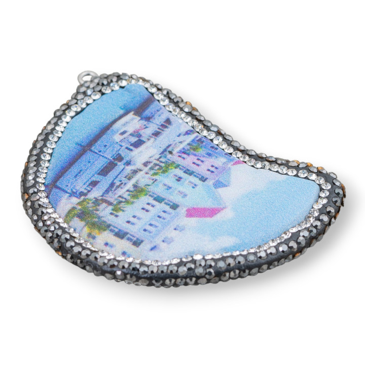 Agate Composant Plaque Avec Marcassite Strass Taille Variable 38-65mm 1pc MOD3