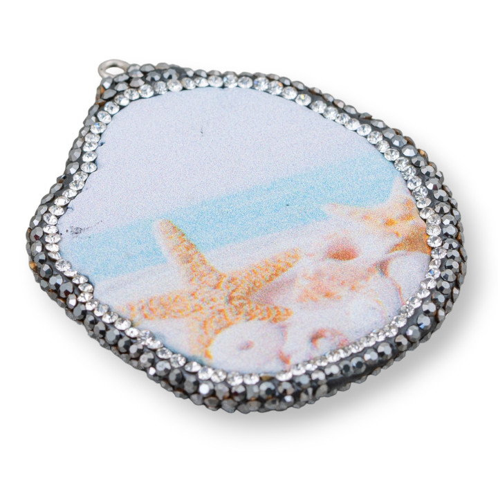 Plaque de composant d'agate avec marcassite Strass Taille variable 38-65mm 1pc MOD5