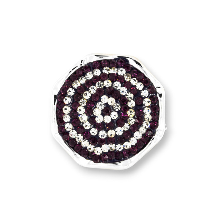 Microcast Intramezzo Component With Rhinestones 4τμχ Διπλή Τρύπα 24mm