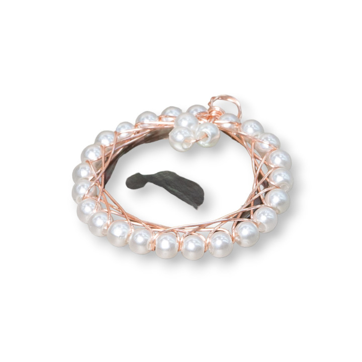 Componente Colgante Latón Con Nácar Con Cuentas Entrelazadas 26mm 10pcs