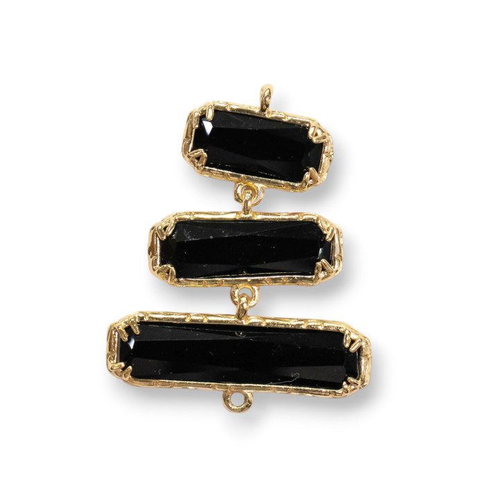 Cat Eye Cabochon Component Connector Set 30x36mm 4pcs A Scalar Black