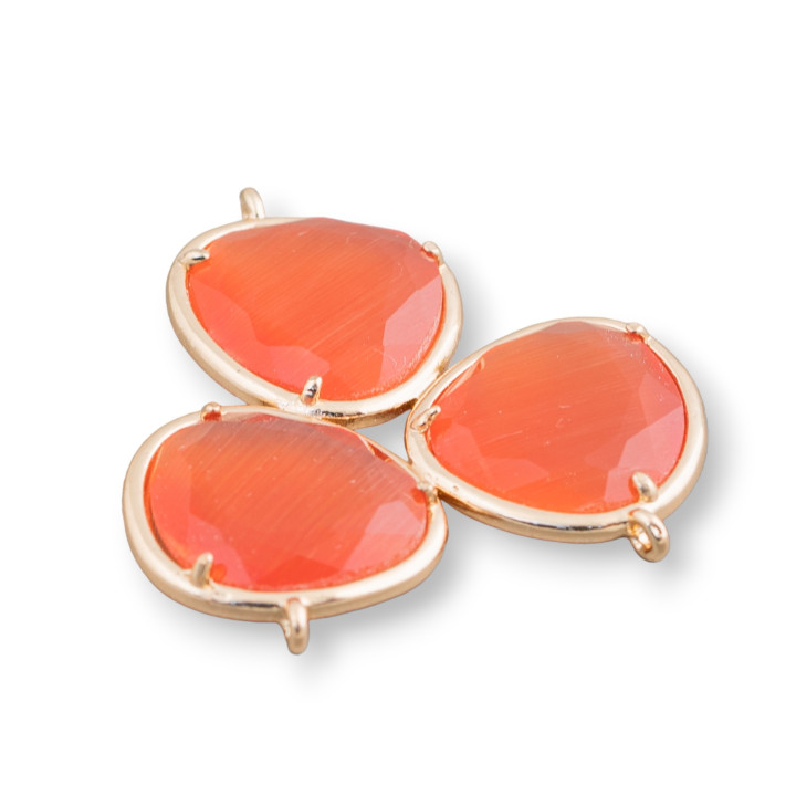3 Stück 3 Stück orangefarbener Cat Eye-Bronze-Komponentenanschluss