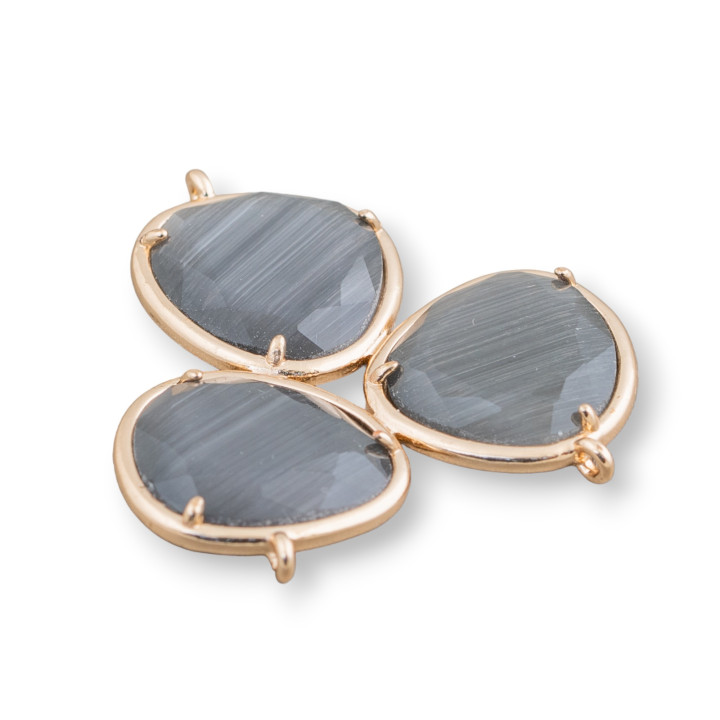 3pcs 3pcs Cat Eye Bronze Connecteur Composant Bronze Gris