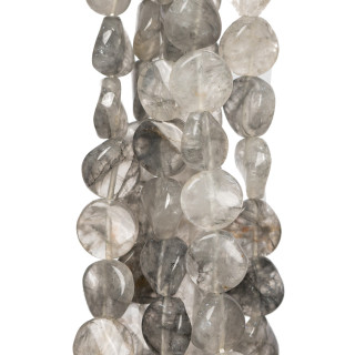 Quartz Gris Rond Plat Lisse Ondulé 12mm