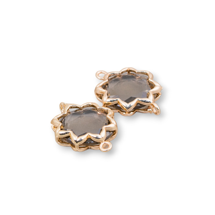 Cat Eye Brass Component Connector Morning Star 16mm 8pcs Smoky