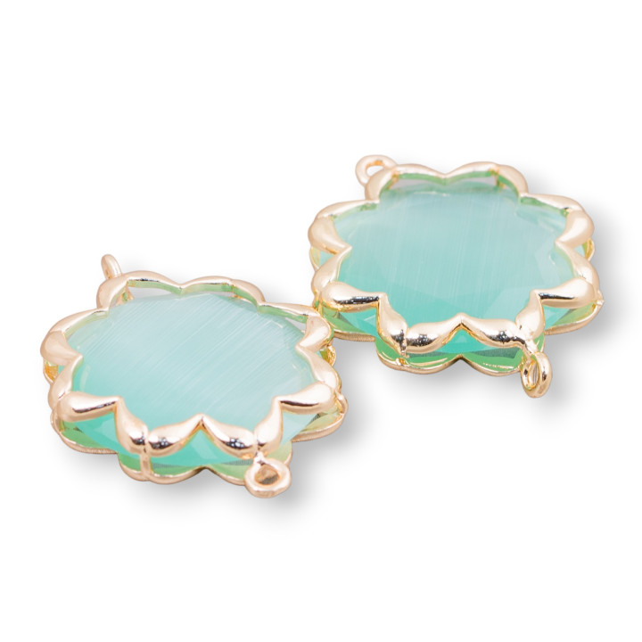 Cat Eye Latón Componente Conector Morning Star 25mm 4pcs Agua