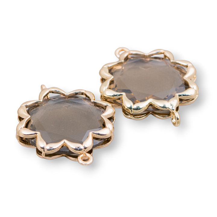 Cat Eye Messing-Komponentenverbinder Morning Star 25mm 4pcs Smoky