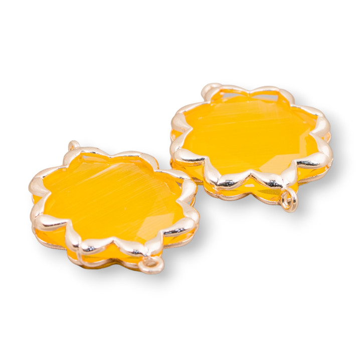 Connettore Componente Di Ottone Con Occhio Di Gatto Stella Del Mattino 25mm 4pz Giallo