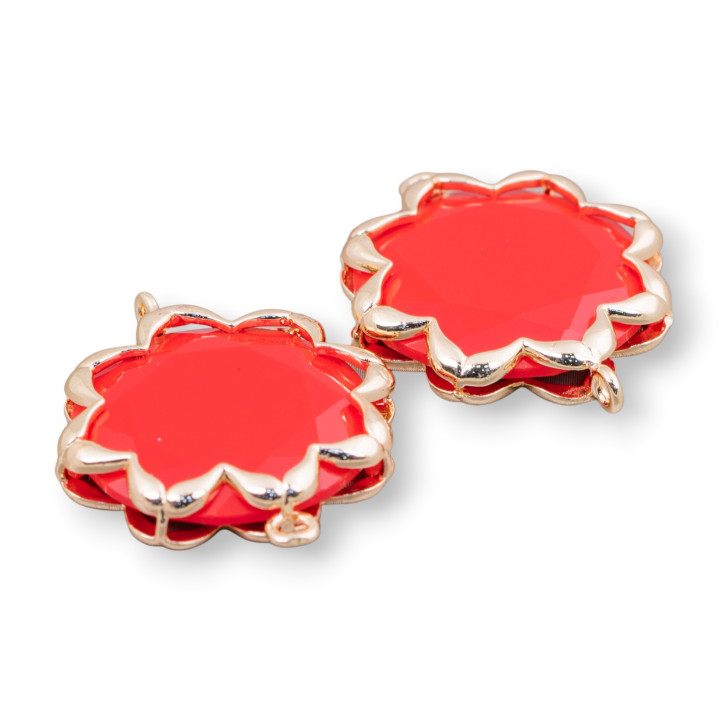 Cat Eye Laiton Composant Connecteur Morning Star 25mm 4pcs Rouge