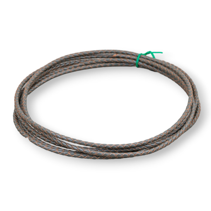 Cordon Trenzado Piel Verdadera 3mm 2 Metros Gris
