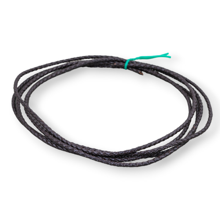 Cordone Di Vera Pelle Intrecciato 3mm 2 Metri Marrone Scuro