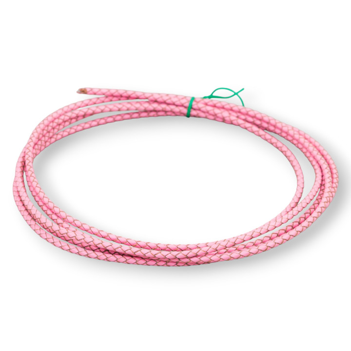 Cordone Di Vera Pelle Intrecciato 3mm 2 Metri Rosa