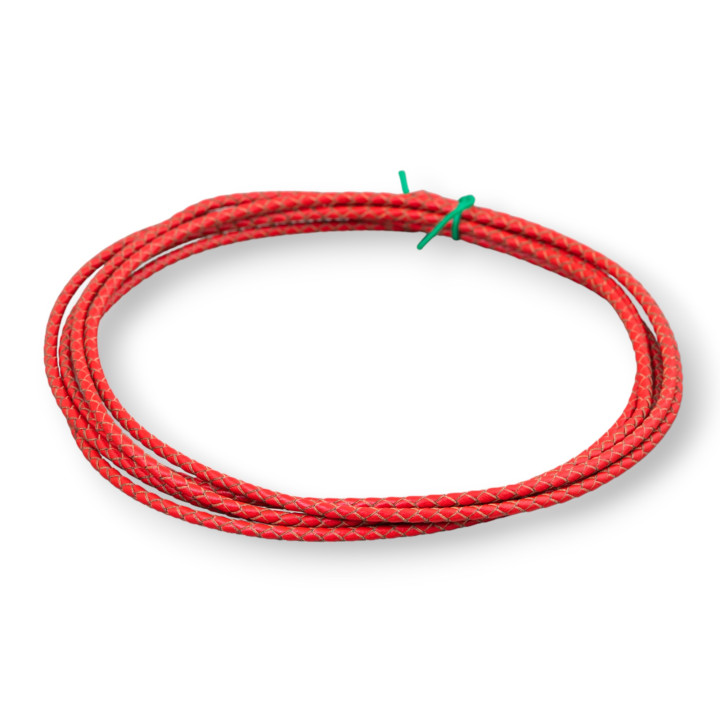 Cordone Di Vera Pelle Intrecciato 3mm 2 Metri Rosso