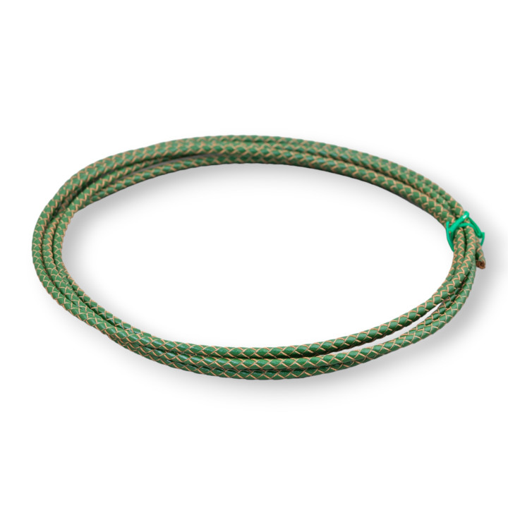 Cordon Trenzado Piel Verdadera 3mm 2 Metros Verde