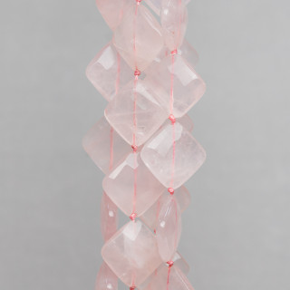 Cuarzo Rosa Rombo Plano Facetado 16mm