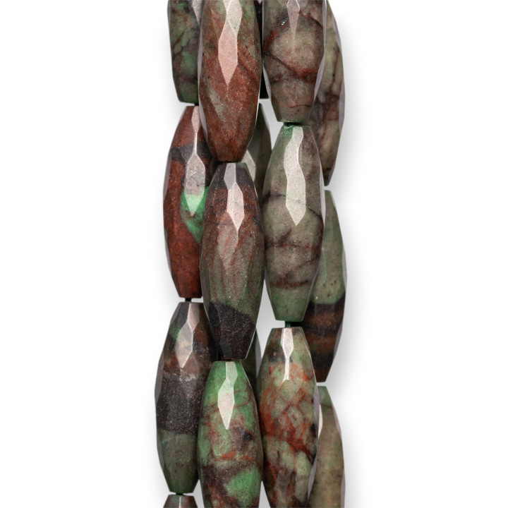 Τουρμαλινωμένο Ρύζι Jasper Faceted 10x30mm Ακατέργαστο