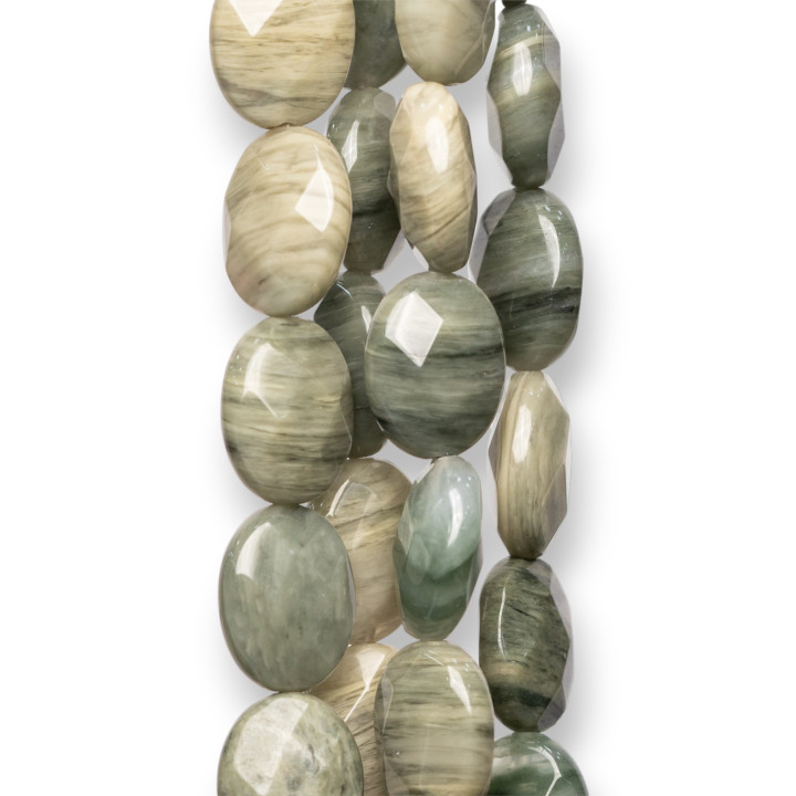 Jaspe Vert Ovale Plat Facette 10x14mm